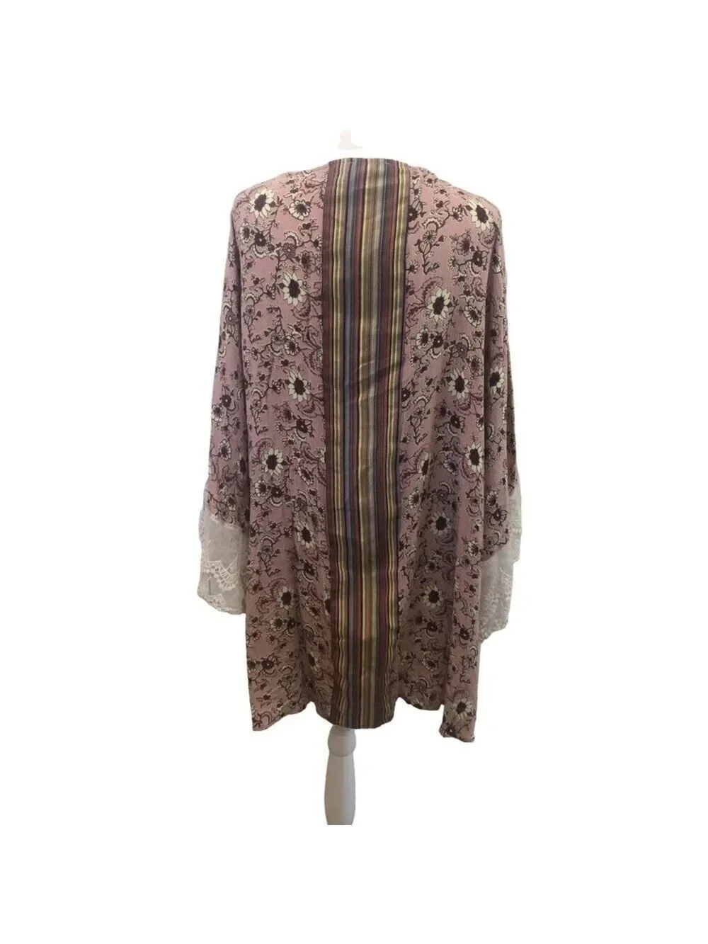 Tassels N Lace Size 2XL/3XL kimono mixed print lace floral stripe wrap cover